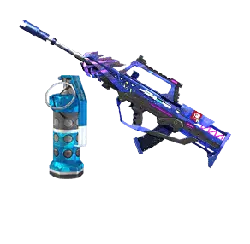 Futuristic Rifle - metal - blue - Transparent Layer PNG