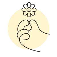 Hand Holding Flower - line drawing - Transparent Layer PNG