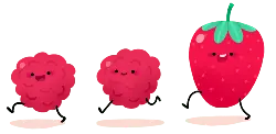 Strawberry and Raspberry - cute - High Resolution PNG