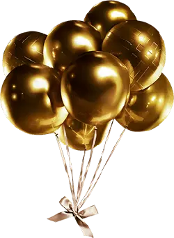 Gold Balloon Bouquet - holiday - No Background PNG