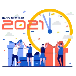 Celebrating New Year's people - gift - Free Download PNG