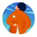 Man in Orange Clothing - orange - PNG