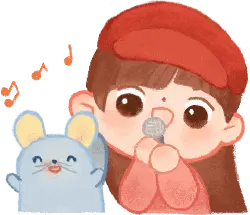Singing Girl and Blue Mouse - little girl - No Watermark PNG