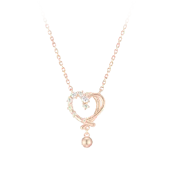 Heart-shaped Necklace - pearl - Transparent Background PNG