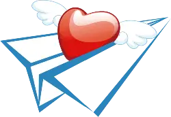 Paper Airplane with Heart - red - PNG