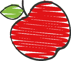 Red Apple - line - Transparent Background PNG