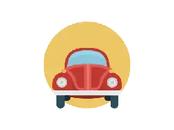 Red Beetle Car - red - Transparent Background PNG