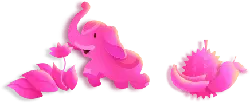 Pink Elephant and Flamingo - pink - Lossless PNG