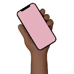 Hand Holding a Phone with Pink Screen - hand - PNG