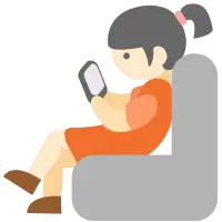 Girl Playing Phone - sitting - Lossless PNG