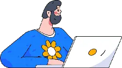 Man in Blue Shirt - laptop - PNG Images