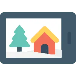 House and Tree on Phone Screen - phone - Lossless PNG