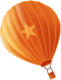 Hot Air Balloon - star - orange - High Resolution PNG