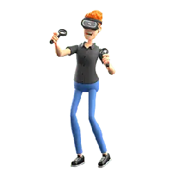 Cartoon Character with VR Goggles - game controllers - PNG