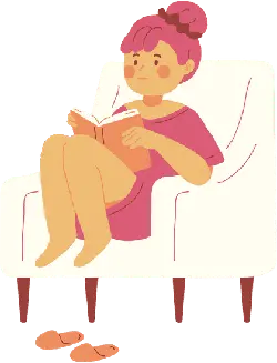 Girl Reading a Book - sofa - PNG Images