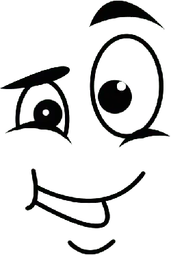 Smiling Face - black and white - Transparent Background PNG