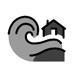 Wave and House - simple - Transparent Background PNG