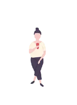 Cartoon Character in Yellow Top and Black Pants - minimalist style - Transparent Background PNG