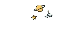 Cartoon Planet and Star - space - No Background PNG