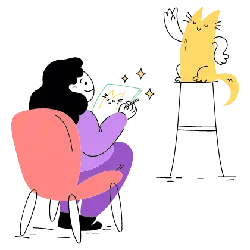 Girl Painting a Cat - girl - Transparent Layer PNG