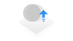 Gray Circle and Blue Arrow - simple style - Transparent Background PNG