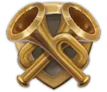 Double Trumpets Crest - gold - High Resolution PNG