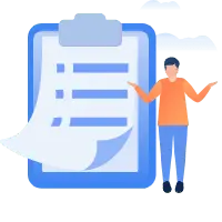 Blue Clipboard and Person - illustration - Lossless PNG