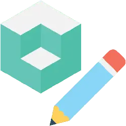 Cube and Pencil - graphic design - High Resolution PNG