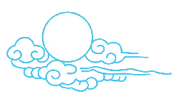 Moon in Clouds - line art - PNG Images