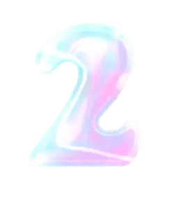 Number 2 - gradient - blue - Transparent Background PNG