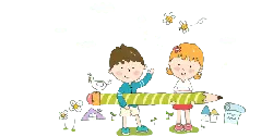 Two children and a large pencil - happiness - High Resolution PNG