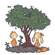 Halloween Tree and Girl with Rabbit - rabbit - Free Download PNG
