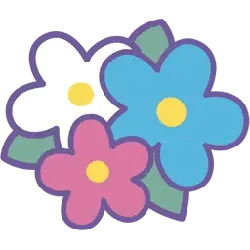 Three Colored Flowers - simple - PNG