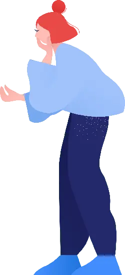 Red-haired girl in blue clothes - person - PNG