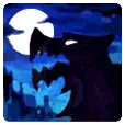 Black Cat and Moon - night - Transparent Background PNG