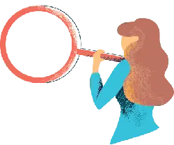 Girl with Magnifying Glass - observe - High Resolution PNG