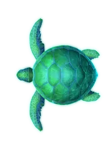 Sea Turtle - fluorescent - High Resolution PNG