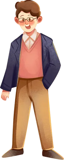 Boy with Glasses - cartoon character - Transparent Background PNG