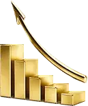Rising Golden Bar Chart - growth - Transparent Layer PNG