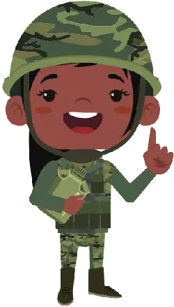 Cartoon Girl in Military Uniform - helmet - Free PNG