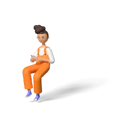 Girl in Orange Overalls - overalls - Transparent Background PNG