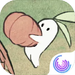 Rabbit Eating Peach - food - PNG