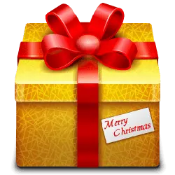 Christmas Gift Box - gold wrapping paper - Transparent Layer PNG