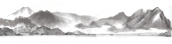 Cloudy Mountains - black and white - High Resolution PNG