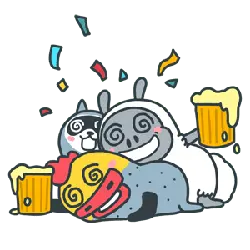 Three sheep drinking beer - happy - No Watermark PNG