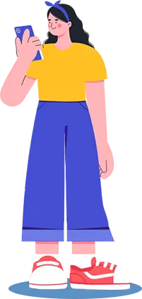 Cartoon Character in Yellow Top and Blue Pants - phone - No Watermark PNG