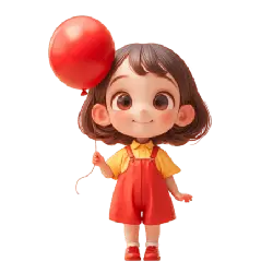Little Girl in Red - balloon - High Resolution PNG