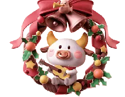 Cow Christmas Decoration - music - Transparent Layer PNG