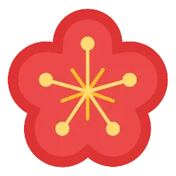 Plum Blossom - red - yellow - High Resolution PNG