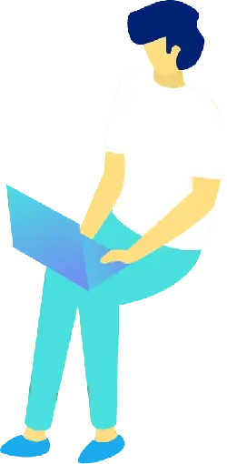 Blue-haired person using a laptop - technology - PNG Images